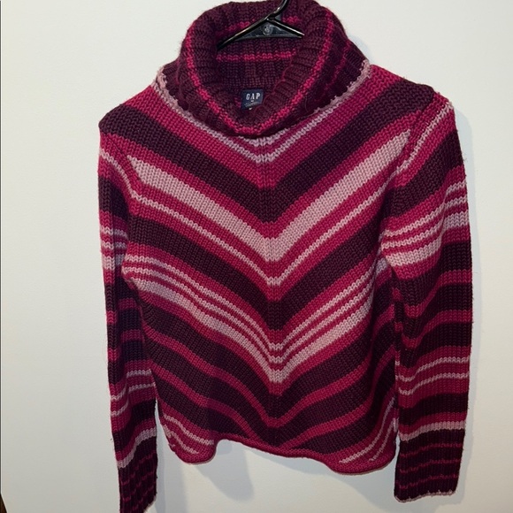 Y2K vintage GAP Women's Wool Striped Sweater - Pink and Purple - Picture 2 of 6